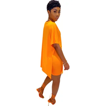Дамски дрехи Лято 2021 Всекидневни Женски Комплект жълт цвят от 2 теми с Vобразным деколте и ръкав 
