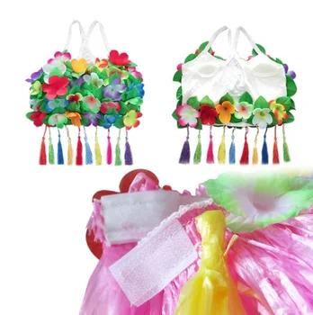 1 комплект = 8 бр 40 см, 60 см, 80 см Пластмасови влакна Дамски Поли От Трева Пола Хула Хавайски костюми, Дамски официални рокли YH1689